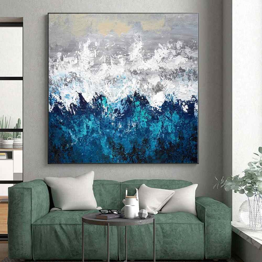 White Original Mountain Landscape Abstract Wall Art QMZC0